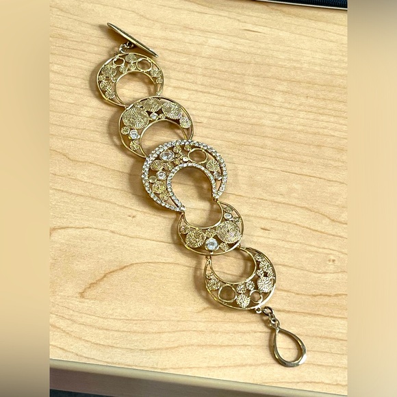 Laundry by shelli segal gold bracelet with clear rhinestones - Picture 1 of 5